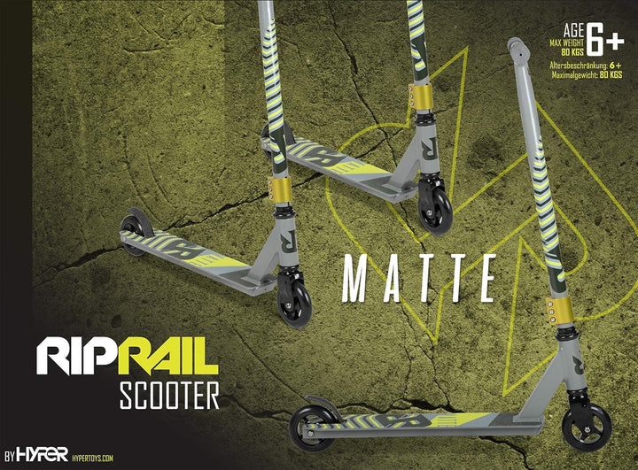 Riprail Matte Stunt Scooter in Ghost Silver mit Alloy Deck, Alloy Core Wheels und ABEC-9 Bearings