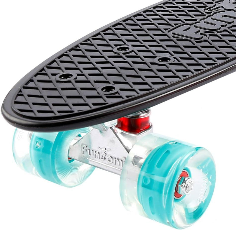 FunTomia 57cm Mini-Cruiser Board Skateboard mit oder ohne LED Leuchtrollen inkl. Aluminium Truck, AB