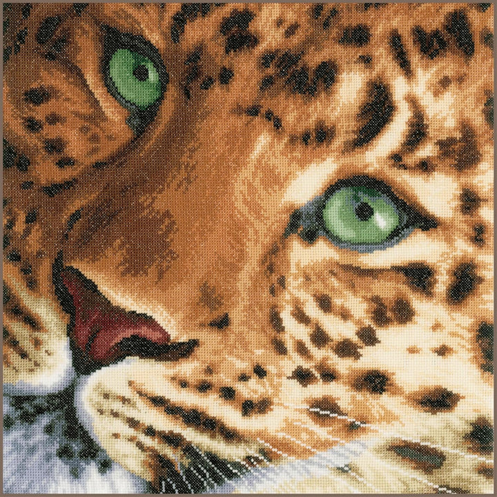 Lanarte Zählmusterpackung Leopard Aida Kreuzstichpackung, Baumwolle, Mehrfarbig, 35 x 34 x 0.3 cm, L