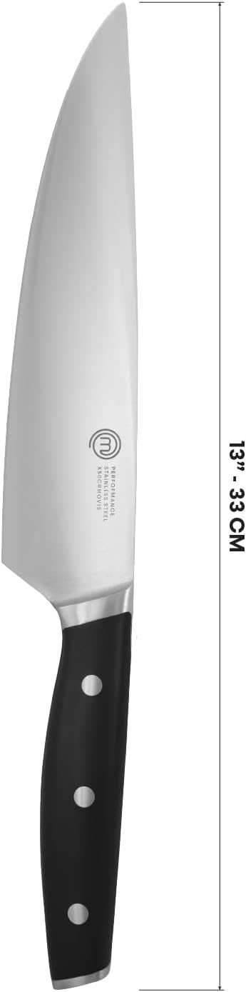 MasterChef Kochmesser Profi Messer aus Kohlenstoffreichem Edelstahl, Dreifach Vernieteter Griff, Tra