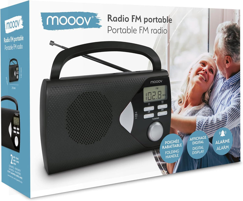 Metronic 477205 Tragbares Radio mit Griff mit Batteriebetrieb On-Screen-Display, Schwarz, Schwarz