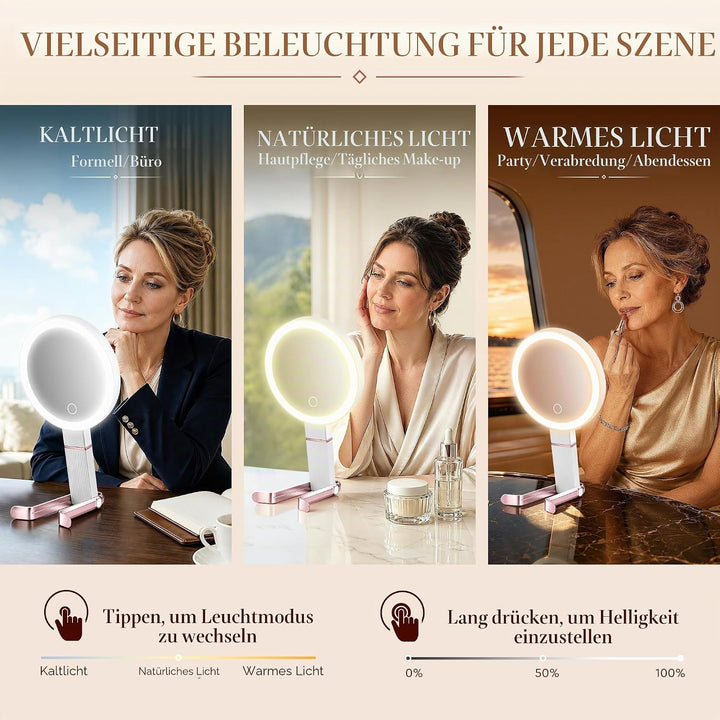 B Beauty Planet 30X/1X Vergrösserungsspiegel mit Licht, Höhenverstellbarer Schminkspiegel mit Beleuc