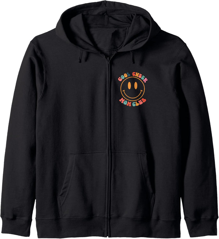 Cool Cheer Mom Club groovy Vorder- und Rückseite Kapuzenjacke
