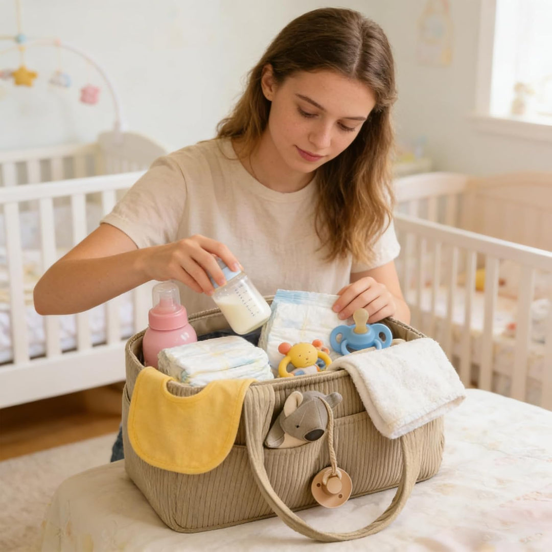 Wickeltisch Organizer, Neugeborenen Geschenk, Cord-Kernmaterial Diaper Bag, Wickelkorb mit Trennwand