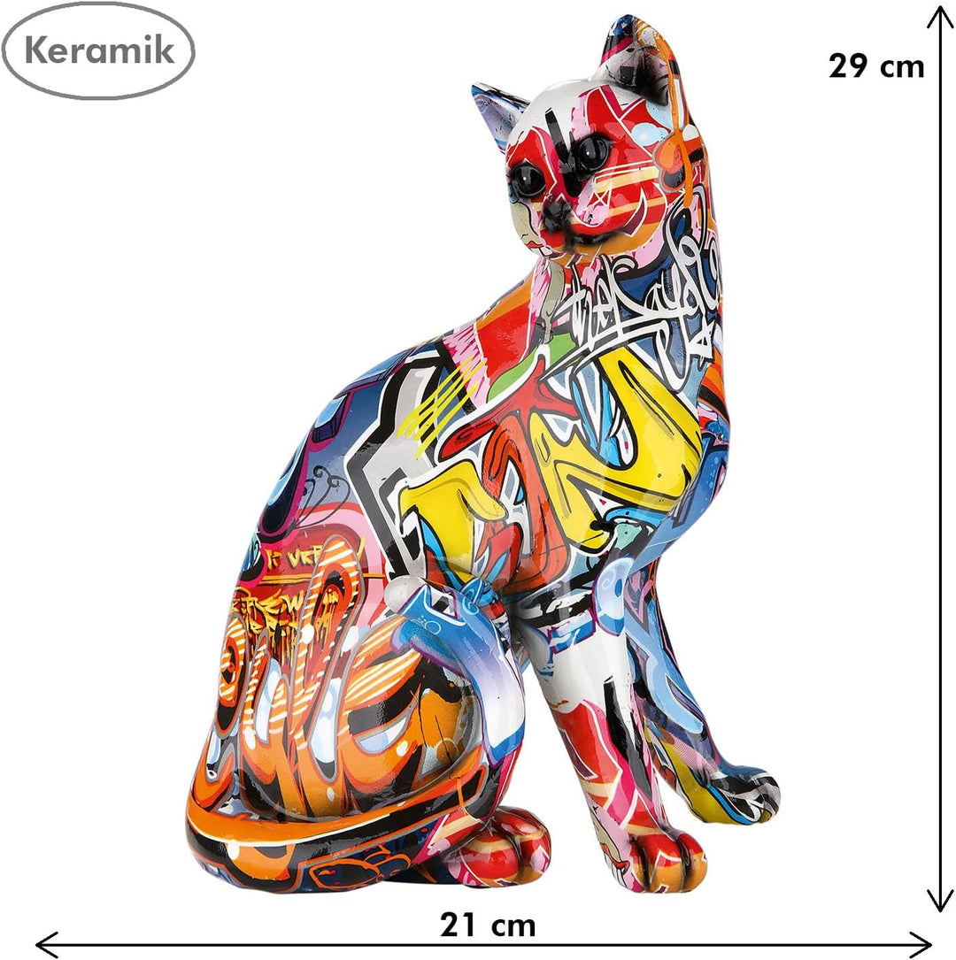 Casablanca - Figuren Deko Katze - Pop Art - Katzen Geschenke - Skulptur - Höhe 29 cm - Breite 21 cm