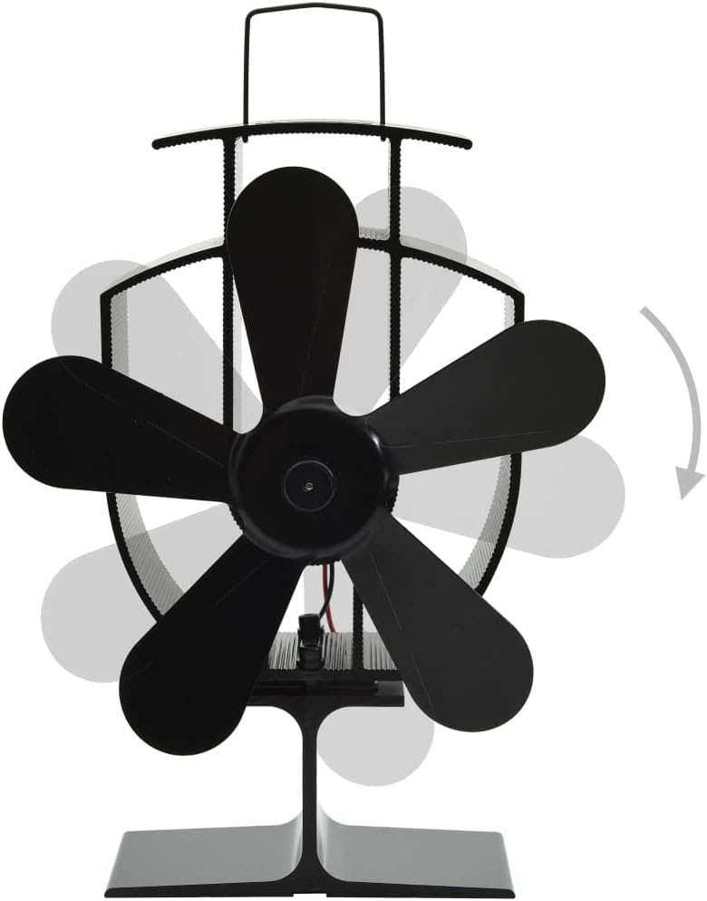 vidaXL Wärmebetriebener Kaminventilator 5 Blätter mit feuerfesten Drähten Stromlos Kaminofen Ventila