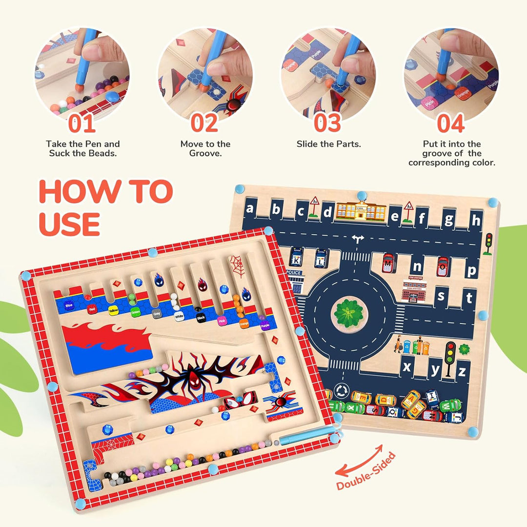 Spielzeug für Jungen 2 in 1 Montessori Spielzeug Magnetische Farbe und Zahl Labyrinth für Kleinkind