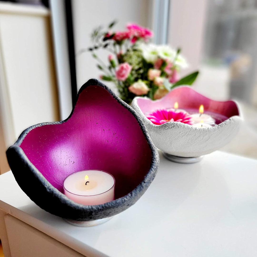 Lichtschale magenta - S (15cm) - Beton schwarz/grau - Unikat handmade - Windlicht - Geburtstagsgesch