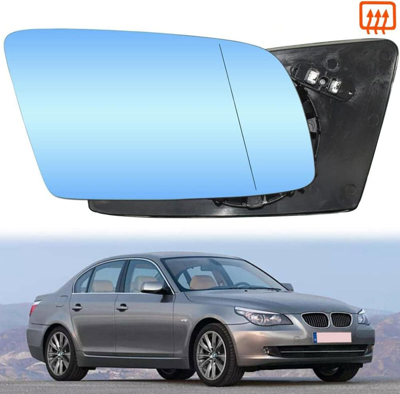 Riloer Mirror Rearview Left/Right with Heating, White/Blue Tinting, B-M-W 5 Series E60 520D 520i 523