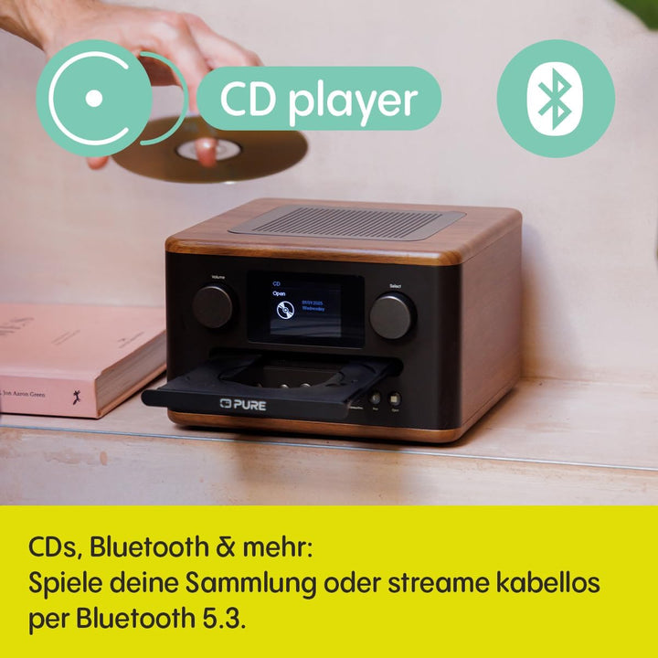 Pure Classic C-D4 – DAB+ & UKW Radio mit CD-Player, Netzbetrieb, Bluetooth 5.3, USB & AUX, Farbdispl