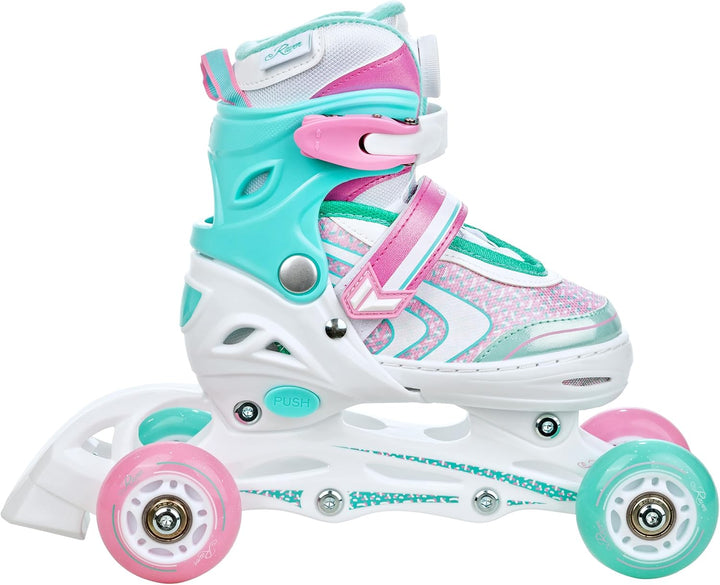 RAVEN 3in1 Inline Skates Triskates Rollschuhe Inliner für Kinder Mädchen verstellbar 27-30 (16,5cm-1