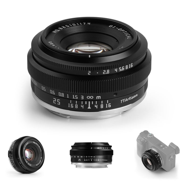 TTARTISAN 25mm F2 Kameraobjektiv Camera Lense für Sony E-Mount APS-C Manuelles Tragbares Pancake-Obj