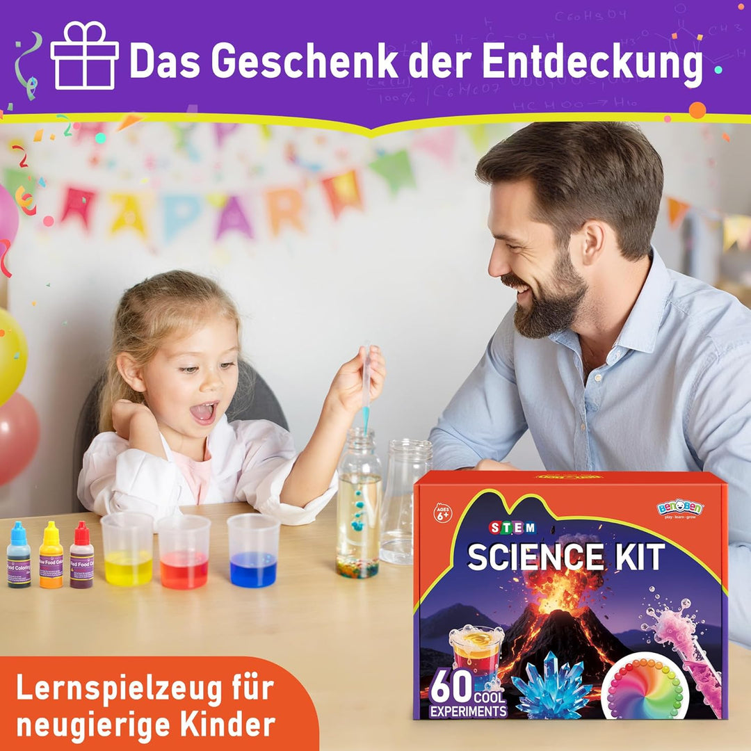 BenBen 60+ Experimente für Kinder ab 6 7 8 9 10, Wissenschaft Experimentierkasten für Kinder, STEM S