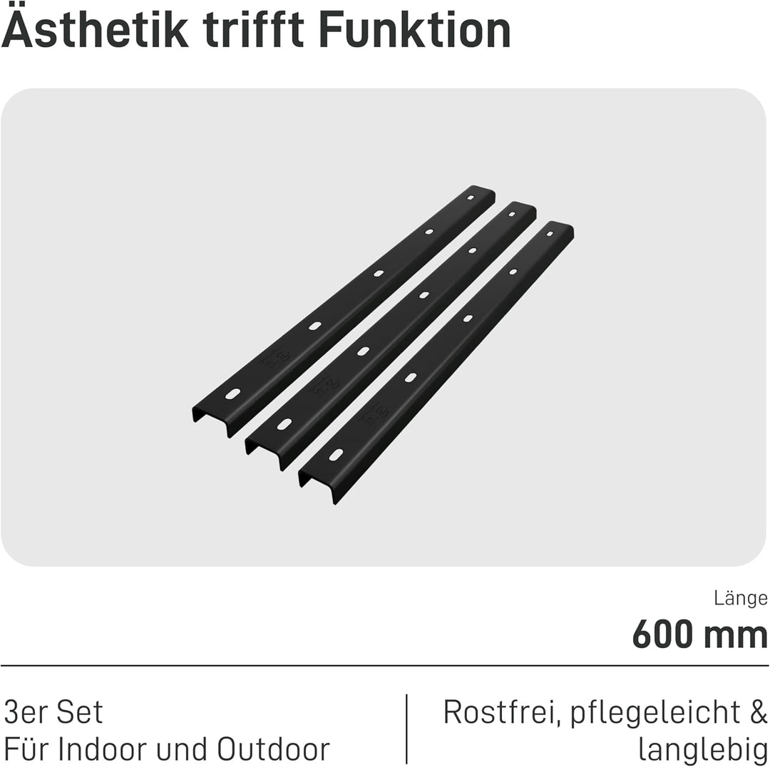 3x Gratleiste U-FORM massiver Unterzug für Tischplatten, Tischbeschlag, Unterstützungsunterzug, Vers