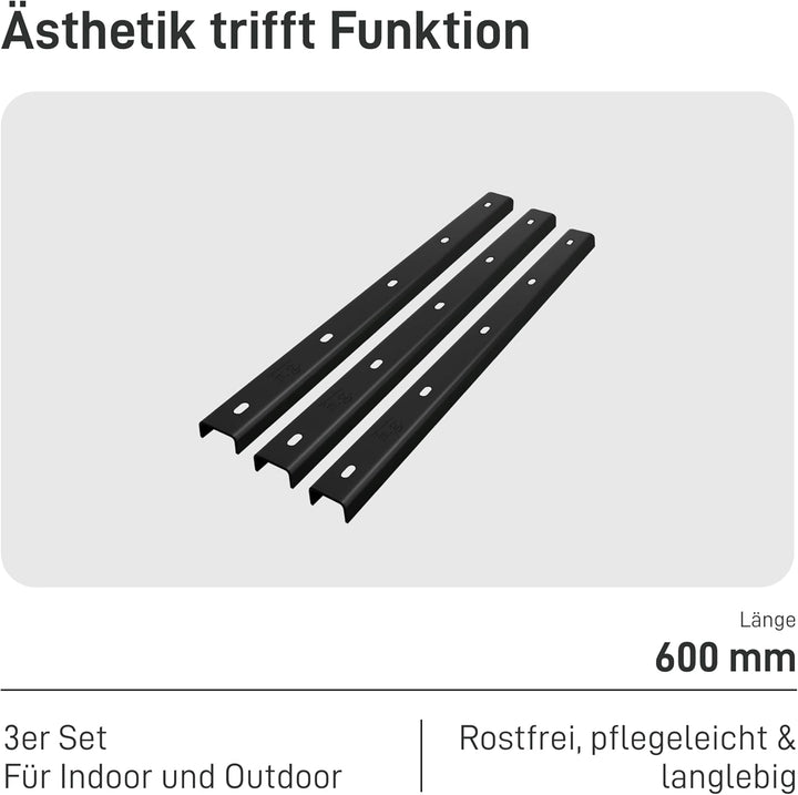 3x Gratleiste U-FORM massiver Unterzug für Tischplatten, Tischbeschlag, Unterstützungsunterzug, Vers