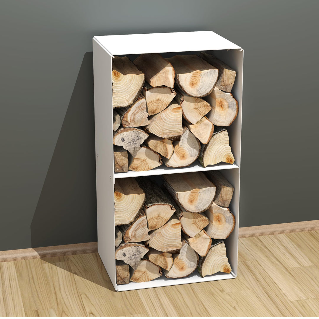 teileplus24 BHS7 Kaminholzregal Innen Aussen | Brennholzregal Metall | Kaminholzkorb | Industrial Lo