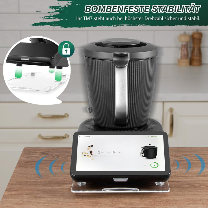 ANBOXIT Acryl Gleitbrett TM7 für Thermomix, Brett für Thermomix mit Teflon-Füssen, Leicht Gleitendes
