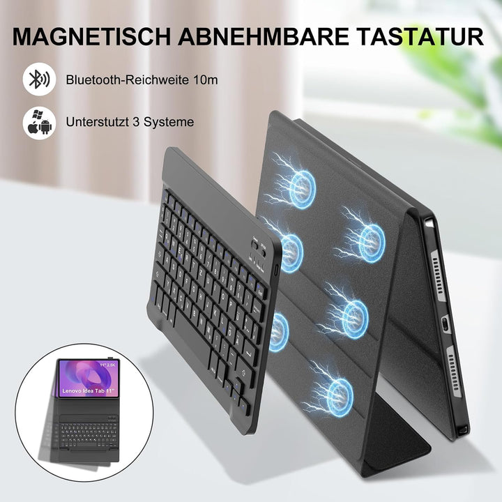 IVEOPPE Hülle mit Tastatur für Lenovo Idea Tab 11" 2025 / Tab M11 2024 | Abnehmbare Magnetisch QWERT