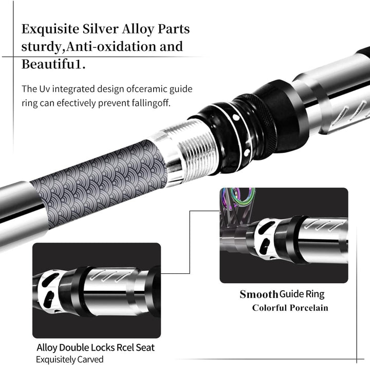 BNTTEAM Neue Tragbare Angelrute 99% Kohlefaser mit fluoreszierender Rute Spitze,Teleskopische Super