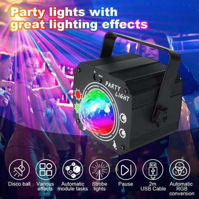URAQT Discokugel, Discolicht Partylicht mit Fernbedienung 60 Modi LED Musikgesteuert Discolicht Disk
