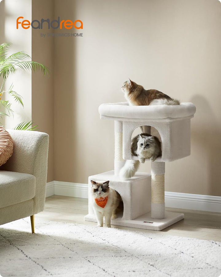 Feandrea Kratzbaum, 84 cm Katzenbaum, L, Katzenhaus für grosse Katzen bis zu 7 kg, grosse Plattform,
