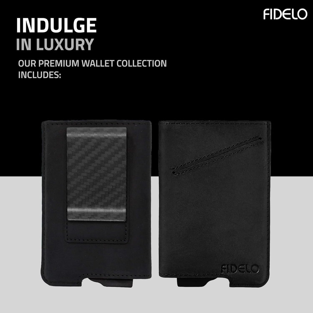 Fidelo Karbonfaser-Minimalistische Brieftasche – Schlankes Kreditkartenetui, Geldscheinklammer-Geldb