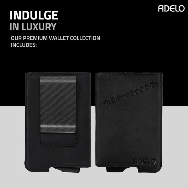 Fidelo Karbonfaser-Minimalistische Brieftasche – Schlankes Kreditkartenetui, Geldscheinklammer-Geldb