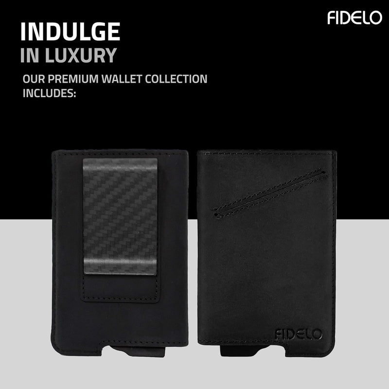 Fidelo Karbonfaser-Minimalistische Brieftasche – Schlankes Kreditkartenetui, Geldscheinklammer-Geldb