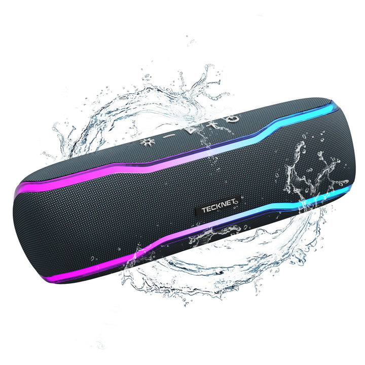 TECKNET Bluetooth Lautsprecher mit Licht, IPX7 Musikbox Kabellos Bluetooth 5,3 Speaker mit Wasserdic