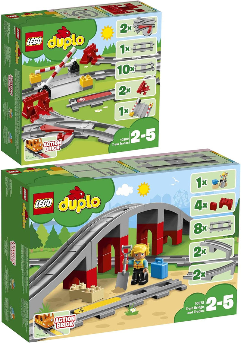 Lego Duplo 2er Set: 10882 Eisenbahn Schienen & 10872 Eisenbahnbrücke und Schienen