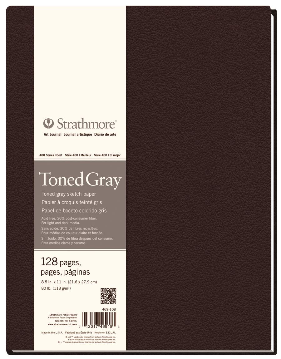 Strathmore 469-108 gebundenes Kunstjournal, 128 Seiten, Grau, 22 x 28 cm 21,6 x 28 cm (8,5 x 11 Zoll