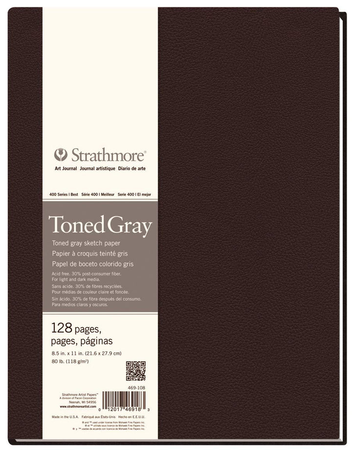 Strathmore 469-108 gebundenes Kunstjournal, 128 Seiten, Grau, 22 x 28 cm 21,6 x 28 cm (8,5 x 11 Zoll