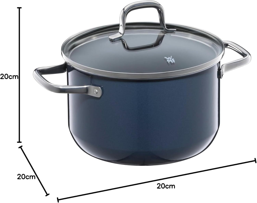 WMF Fusiontec Essential Kochtopf gross, 20 cm, Glasdeckel, Fleischtopf Induktion, 3,7l, High-Tech Ke