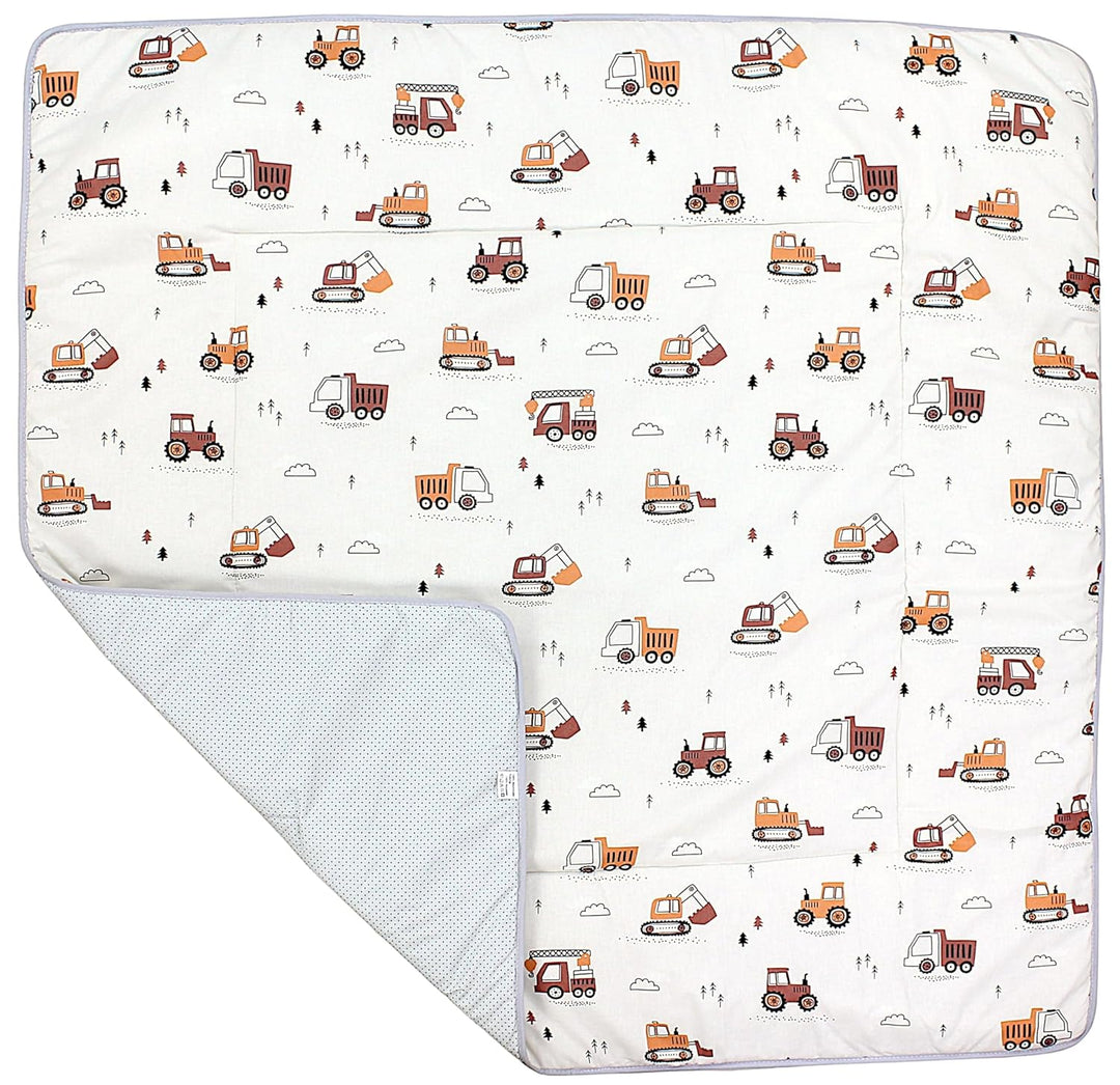 Krabbeldecke für Baby 120x120 cm - Gepolsterte Spieldecke Baby Baumwolle, XXL, OEKO-TEX, Weich & Hau