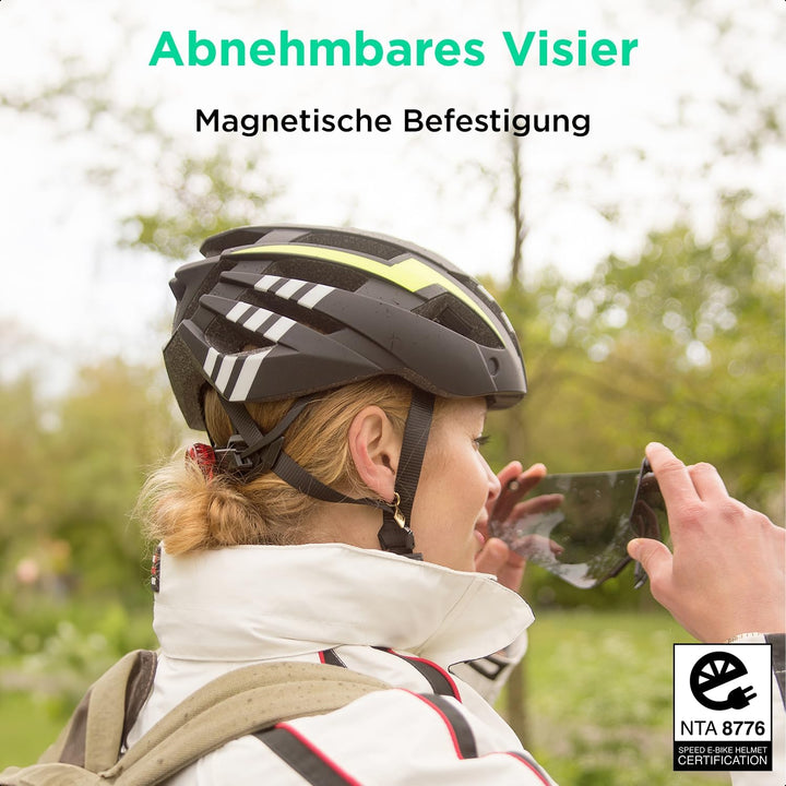GOOFF Blitz Fahrradhelm – Leichter Fahrradhelm für Damen und Herren mit 2 magnetische Visieren und L