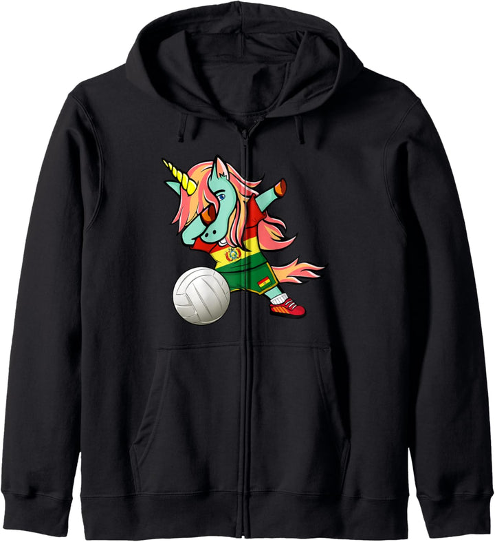 Dabbing Einhorn Bolivien Volleyball - Bolivianische Flagge Kapuzenjacke