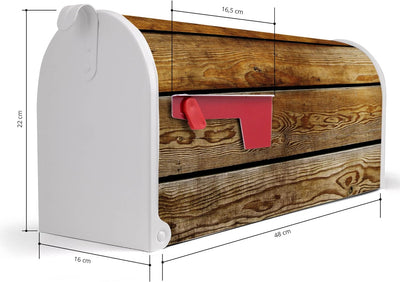 banjado® Amerikanischer Briefkasten - US Mailbox/Letterbox mit Motiv Holzbretter 51x22x17cm - Postka