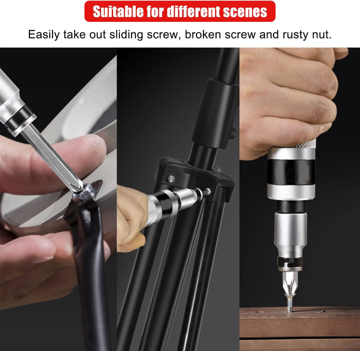 Handschlagschrauber Satz 16-teilig, 1/2 Zoll Schraubenlöser Satz, inkl. Bit- Adapter & 15 Bits Schla