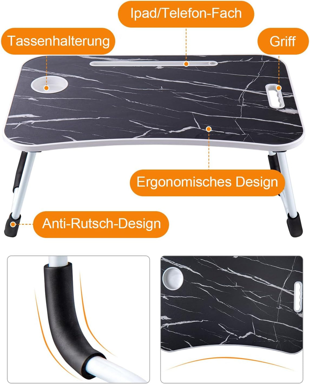 Youyijia Laptoptisch Betttablett Tablet-Ständer & Becherhalter – Laptop Tisch für Bett, Sofa & Boden