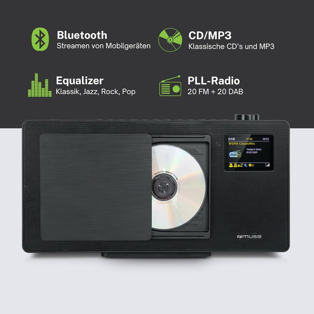 MUSE M-65 DBT Kompakt-System DAB+ - CD-Player - Bluetooth - AUX, USB 2X RCA Buchsen