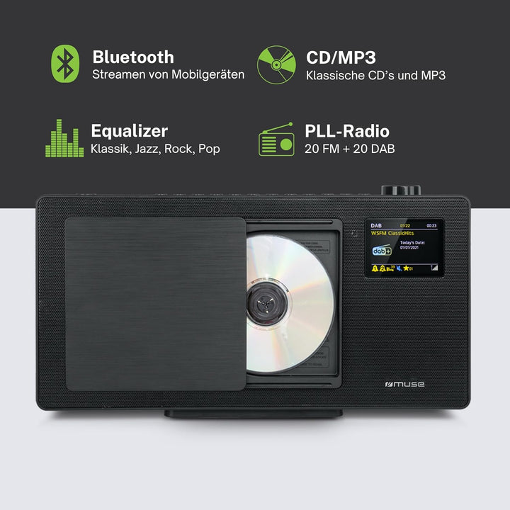 MUSE M-65 DBT Kompakt-System DAB+ - CD-Player - Bluetooth - AUX, USB 2X RCA Buchsen