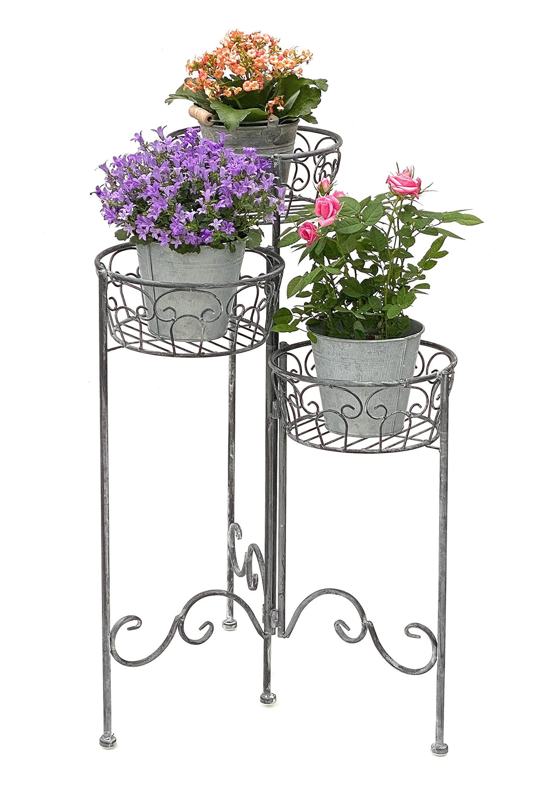 DanDiBo Blumentreppe Metall Rund 75 cm Blumenständer mit 3 Körbe 96012 Blumenständer Blumensäule Pfl