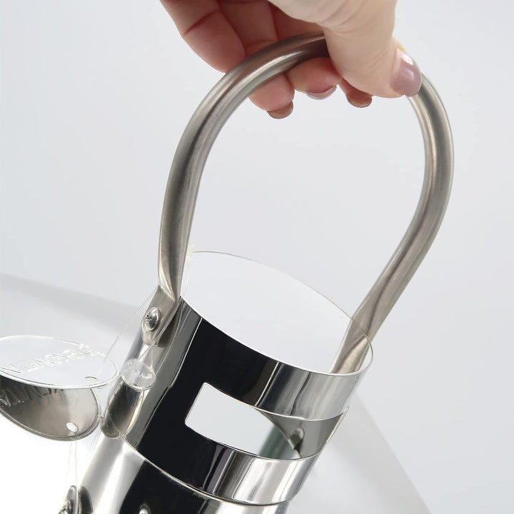 Dekovita 42cm Laterne aus Edelstahl - Gartenlaterne mit Glas-Scheiben und Henkel - Metall Deko-Later