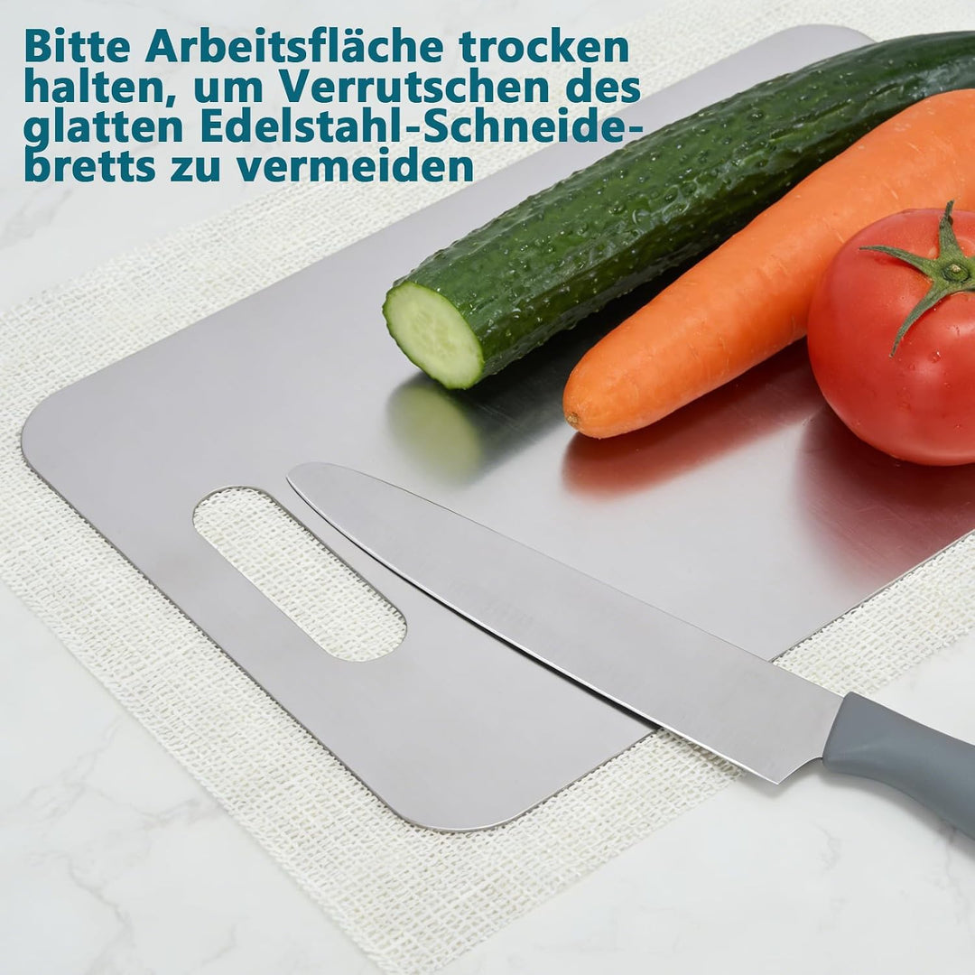 Schneidebrett Set 3er aus S304 Edelstahl, Chopping board Doppelseitiges Lebensmittel Grade, BPA-frei