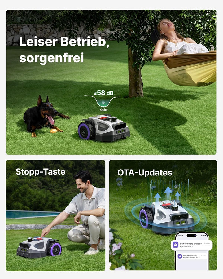ANTHBOT M5 Pro Mähroboter ohne Begrenzungskabel – HoloSense 4-in-1 Navigation (360° LiDAR, RTK/NetRT