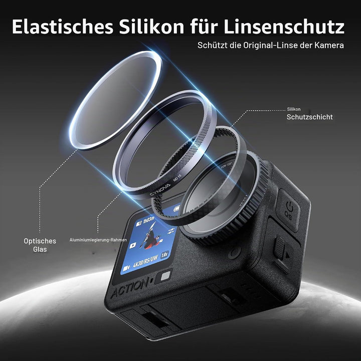 CYNOVA Osmo Action 6 ND Filter 3er Pack ND8, ND16, ND32, Osmo Action 6 Filterset Kompatibel mit DJI
