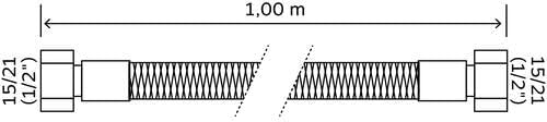 Somatherm B606-10 Schlauch aus Edelstahl für Erdgas, 1,00 m, Grau
