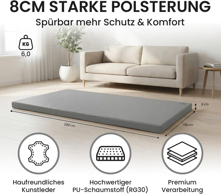 Jeflex - Weichbodenmatte &amp; Turnmatte 200 x 100 x 8 cm MADE IN GERMANY/Gymnastikmatte tragbar/platzsp