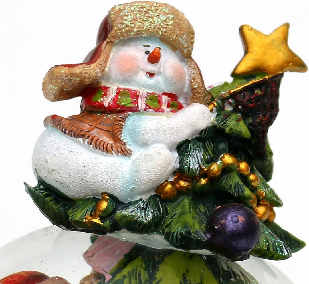 Dekohelden24 XL Schneekugel, Tannenbaum mit Spielwerk 500393 Schneemänner Masse H/B/Kugel: ca. 18 x
