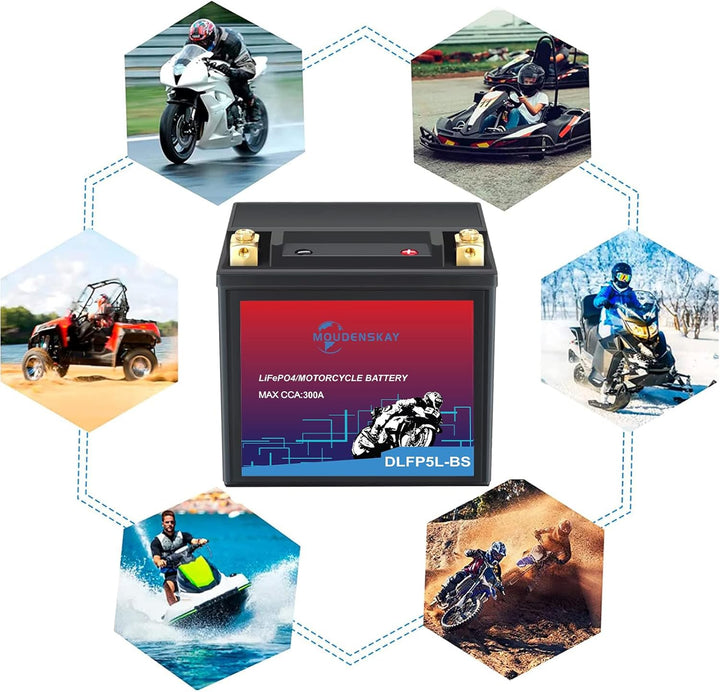 MOUDENSKAY Lithium Motorrad Batterie 12V Lithium Powersports Batterie mit BMS,LiFePO4 Motorstart Bat